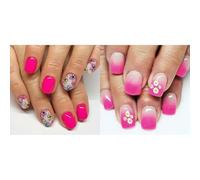 48Pcs Press On Nails French Tip Square Tips Designs Fake Artificial Acrylic Full Covers False Acrylic Glues On Nail For Women Clear