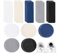 48Pcs Self-Adhesive Shoe Patches for Holes, 5 Assorted Color Rectangular Circle Shape Shoe Repair Patches Kits, Sticky Shoes Heel Repair for Sneakers Tennis Shoes High Heels
