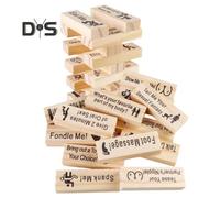 48Pcs/Set Building Block Stacking Tumble Tower Couple Date Night Question Wooden Block Adults Party Game Girlfriend Boyfriend Valentine's Day Gift