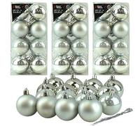 48PCs Silver Christmas Baubles 5CM - Shatterproof Frozen Winter Silver Christmas Ball Ornaments for Tree Decorations