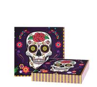 48Pcs Skull Day of The Dead Paper Napkins,Halloween Napkins Serviettes Mexico Dia De Los Muertos Decor,Day of The Dead Halloween Party Napkins,Halloween's Party Tableware Home Decor,33x33cm