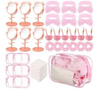 48Pcs Sleepover Party Supplies for Girls Skincare Headband and Wristband Set Sleepover Party Favors, 6 Face Mask Mixing Bowl Set 6 Mirror 6 Headband 6 Scrunchies 6 Cosmetic Bags 6 Face Wash Cloths