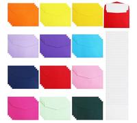 48Pcs Small Colored Envelopes with 48 Blank Cards, Mini Colourful Envelopes in 12 Color, Thanksgiving Gift Card Envelope Greeting Card Envelope for Christmas Wedding Birthday Anniversary - 11.5x8.2 cm