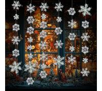 48Pcs Snowflake Decoration White Christmas Decorations,Christmas Ceiling Snowflake Decorations,Christmas Wreath Making Supplies,Winter Wonderland Christmas Hanging Nowflakes Decorations (6 8 11 15Cm)