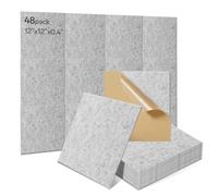 48Pcs Soundproofing Panels 30x30x1cm Square Acoustic Panels Self Adhesive Sound Proofing Foam Panels Hight Quality Acoustic Wall Panels For Studio KTV Home Soundproof Treatment,Grey