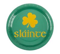 48Pcs St. Patrick's Day Party Plates Slainte Cheers Green Disposable Paper Plates Gold Foil Lucky Shamrocks Round Dinner Dessert Serving Plates for Irish Celebration Events Party Supplies (7 Inch)