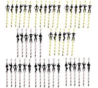 48PCS Stripper Pole Dancing Men Disposable Straws Gold Rose Gold Glitter Confetti Straw Black Muscle Male Shape Straws Cake Decoration Adult Bachelorette Party Decor