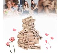 48Pcs Super Naughty Block Tower Game ornaments,Wooden Valentine Tumbling Tower Stacking Blocks Game,Party Game Gift