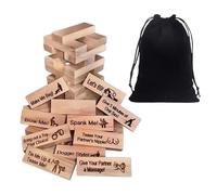 48PCS Super Naughty Block Tower Game, Valentine Tumbling Tower Stacking Blocks Game, Couple Activities & Date Night Ideas, Wooden Naughty Date Night Ideas for Adults Night Party Game Gift WIth Storag