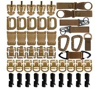 48PCS Tactical Gear Clip Set Molle Webbing Attachments for Tactical Backpack Bag Vest Belt - Nylon Key Ring Holder, D-Ring Locking Hanging Hook Water Bottle Tube Clip Web Dominator (Khaki)