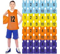 48Pcs Team Sports Pinnies Youth Scrimmage Vest Soccer Training Bibs Reversible Numbered Football Practice Jerseys for Youth Kids