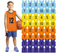 48Pcs Team Sports Pinnies Youth Scrimmage Vest Soccer Training Vest Mesh Numbered Football Jersey for Kids Youth (4 Colors)