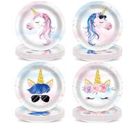 48PCS Unicorn Birthday Party Decorations Unicorn Paper Plates Tableware Set Rainbow Cake Plates Supplies Disposable Dessert Plate for Girls Boys Kids Unisex Unicorn Party Baby Shower Favors 6.7inch