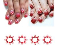 48Pcs Valentines Day Nails With French Tip Valentines Heart Full Covers False Manicure Art For Women And Girls Nail Accessories