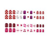 48Pcs Valentines Inspired Artificial Nails with Love Heart Sparkles Design Sweet Styles Quick ABS Heart Glitters Nails Romantics Design Nails