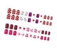48Pcs Valentines Inspired Artificial Nails with Love Heart Sparkles Design Sweet Styles Quick ABS Heart Glitters Romantics Design