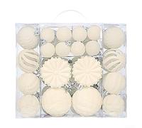 48pcs Velvet Finish Plastic Baubles for Tree Decor(Cream yellow) | Soft velvet texture, cozy festive mood, shatterproof plastic, 48 piece set, varied sizes 4-8cm