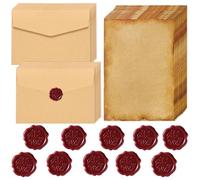 48Pcs Vintage Envelopes Writing Paper and Envelopes Sets 16 A5 Writing Paper 16 Vintage Envelopes and 16 Wax Seal Stickers for Love Letters Weddings Birthdays Invitation Greeting Cards