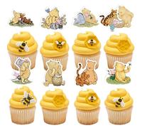 48Pcs Winnie Bear Cupcake Toppers, Classic Bear Themed Decorations for Baby Shower/Birthday 8 Designs