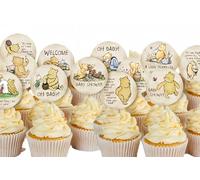 48PCS Winnie Cupcake Toppers Quotes For Baby Shower Decorations Classic Pooh Themed Cake Decoration Cake Topper First Birthday Supplies