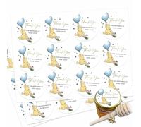 48Pcs Winnie Stickers for Boys Thank You Stickers Labels Honey Jar Stickers for Classic Pooh Baby Shower Decorations First Birthday Supplies Food Decor
