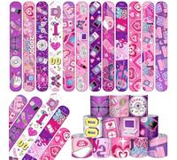48PCS Y2k 2000s Pink Party Favors Slap Bracelets for Teen Girls, Y2k 2000s Wristbands Bracelets Goodie Bag Fillers Throwback Early 2000s Party Decor Y2k Retro Hip Hop Birthday Decorations Supplies