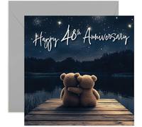 48th Anniversary Card for Husband or Wife, Forty-Eighth Wedding Anniversary for Couple Gift, Celebrating Forty-Eight Years Together as Married Couple, Cute Teddy Bears in Love, Premium Envelope