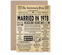 47th Anniversary Card for Men Women - Vintage Newspaper Married in 1978 - Happy 47 Year Wedding Anniversary Card for Wife Companion Husband Partner, A5 Anniversaries Greeting Cards