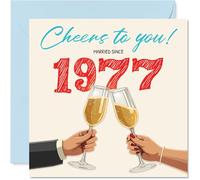48th Anniversary Card for Women Men - Cheers! Married Since 1977 - Happy 48 Year Anniversary Card for Husband Girlfriend Companion Boyfriend, 145mm Wedding Anniversaries Greeting Cards