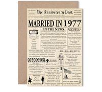 48th Anniversary Card for Women Men - Newspaper Married in 1977 - Happy 48 Year Wedding Anniversary Card for Wife Companion Partner Husband, 5x7 Inch Anniversaries Greeting Cards