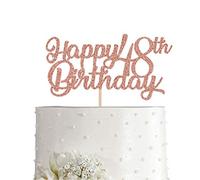 48th Birthday Cake Topper, Rose Gold Glitter Cheers To 48 Years Party Decoration, Supply