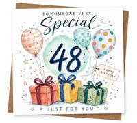 48th Birthday Card, Balloons, Gifts and Special Message