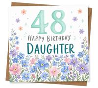 48th Birthday Card for Daughter, Floral Watercolour Design, Happy Birthday Message for Her