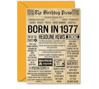 48th Birthday Card for Women Men - Bday Press Newspaper 1977 - Happy 48 Birthday Cards for Colleague Son Niece Nephew Dad Friend, A5 Bday Greeting Cards