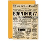 48th Birthday Card for Women Men - Bday Press Newspaper 1977 - Happy 48 Birthday Cards for Uncle Friend Niece Nephew Neighbour Cousin, 5x7 Inch Bday Greeting Cards