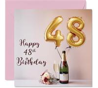 48th Birthday Cards for Men Women - Balloons & A Bottle of Bubbly - Happy Birthday Card for 48 Year Old Man Woman Cousin Sister Dad Colleague, 145mm Bday Greeting Cards