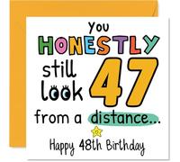 48th Birthday Cards for Women Men - From a Distance - Happy Birthday Card for 48 Year Old Woman Man Dad Niece Neighbour Nephew, 145mm Bday Greeting Cards