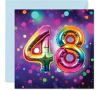 48th Birthday Cards for Men Women - Rainbow Foil Balloon - Happy Birthday Card for 48 Year Old Man Woman Niece Nephew Son Colleague, 145mm Bday Greeting Cards