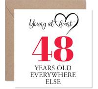 48th Birthday Cards for Women Men - Young at Heart - Happy Birthday Card for 48 Year Old Woman Man Auntie Wife Friend Husband, 145mm Bday Greeting Cards