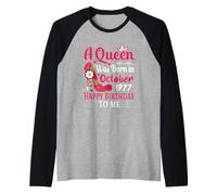 48th Birthday High Heel A Queen was Born in October 1977 Raglan Baseball Tee
