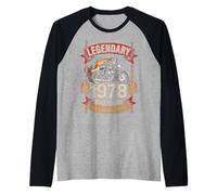 48th Birthday Legendary Since 1978 Skull Biker Motorcycle Raglan Baseball Tee