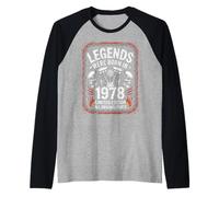 48th Birthday Legends were Born in 1978 Biker Motorcycle Raglan Baseball Tee