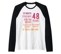 48th Birthday Men Women Funny 48 Years Old Raglan Baseball Tee