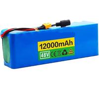 48V 12AH E-Bike Battery Pack with Charger and BMS - High Power Waterproof Replacement for 200W-800W Motor, Removable, 13S3P Design