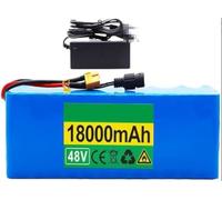 48V 18AH Electric Bicycle Battery Pack, Waterproof Ebike Battery with Built-In BMS and Charger, Large Capacity Removable Battery for 200-1000W Motor