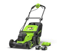 Greenworks MO48L 48v Cordless Rotary Lawnmower 410mm 2 x 4ah Li-ion Twin Battery Charger