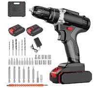 48V Cordless Drill Combi Driver, 3-in-1 Brushless Motor Hammer Drill Set with 2X 2Ah Li-Ion Batteries, 50Nm Heavy Duty Electric Screwdriver Kit for Wood & Metal Built-in LED Working Light