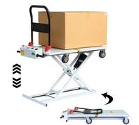 48V Folding Hydraulic Lift Truck - 650LBS Capaci Warehouse C, Heavy-Du Transport Trolley for Easy Loading and Moving, Ideal for Industrial Use