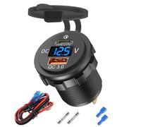 48W 12V USB Outlet USB C Car Socket, PD 30W and QC 18W Car Ports Waterproof Cigarette Lighter Replacement Car Charger Power Outlet with LED Digital Voltmeter for Boat Marine Truck Golf RV, etc.
