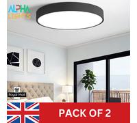 48W LED Ceiling Light 60cm Black Round Flush Mount Modern Surface Lamp